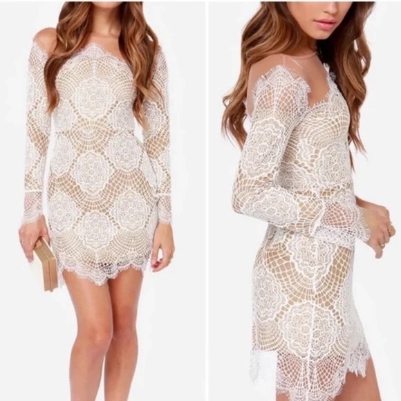 For Love & Lemons Grace White Lace Mini Dress - Picture 1 of 11